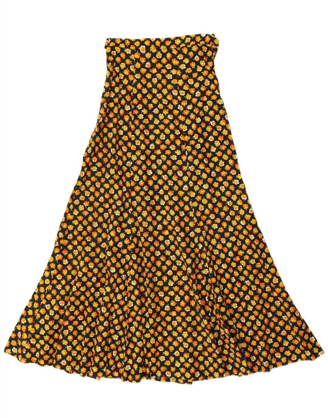 VINTAGE Fusta Maxi A-Line pentru Femei EU 34 2XS W24 Bumbac Floral Negru