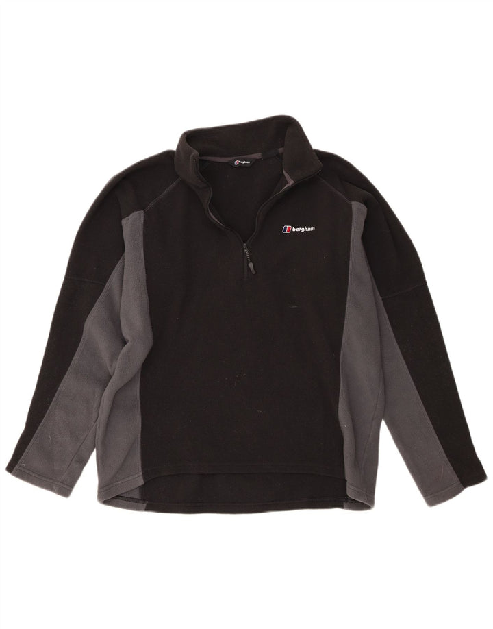 Jumper pentru bărbați Berghaus, cu fermoar și gât, din lână, mare, negru, din poliester