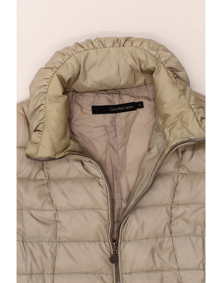 CALVIN KLEIN JEANS Womens Padded Coat UK 10 Small Beige Nylon Vintage Calvin Klein Jeans and Second-Hand Calvin Klein Jeans from Messina Hembry 