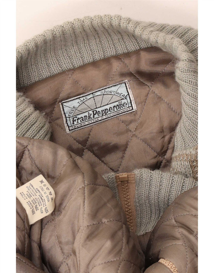 Jachetă bomber tricotată pentru bărbați Frank Pepperone UK 42 XL verde geometrică