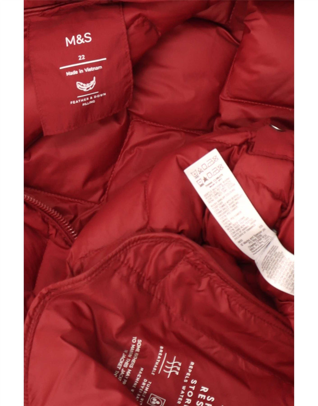 Palton căptușit cu glugă pentru femei Marks & Spencer UK 22 3XL Poliamidă roșie