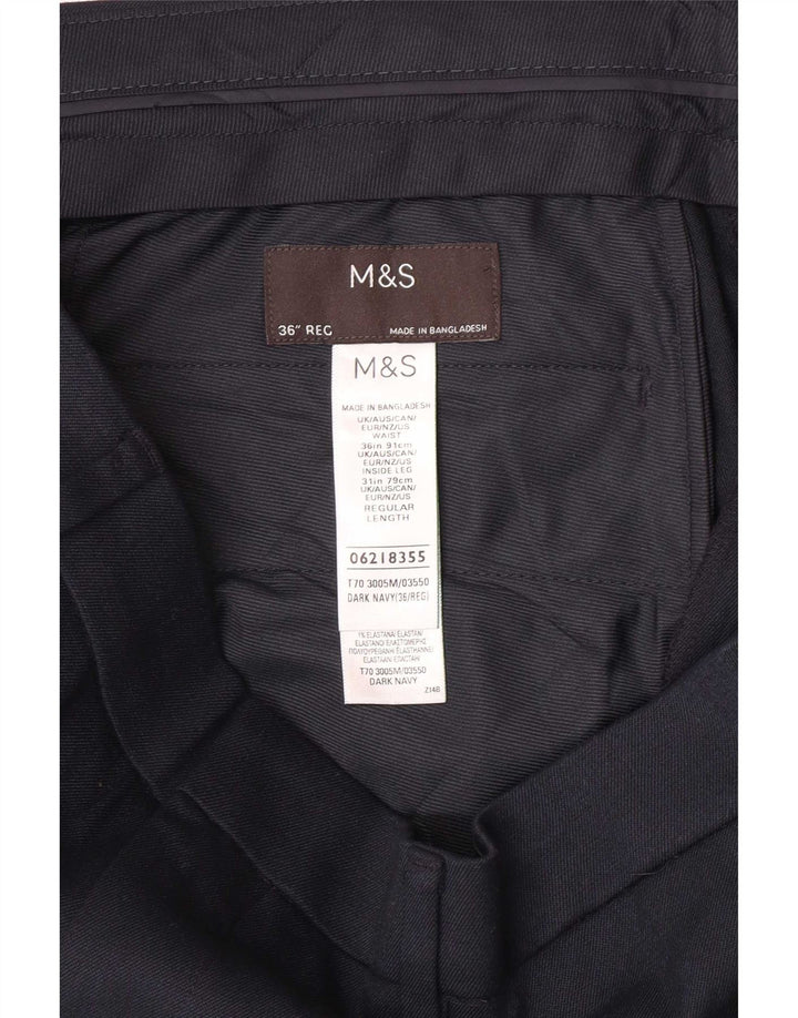 Pantaloni de costum obișnuiți pentru bărbați Marks & Spencer L36 L31 Poliester bleumarin