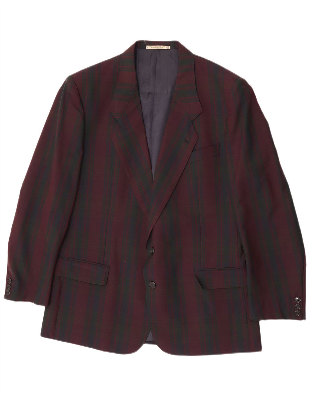 Emanuel Ungaro Jachetă Blazer pentru bărbați cu 2 nasturi UK 38 Medium Burgundy Check