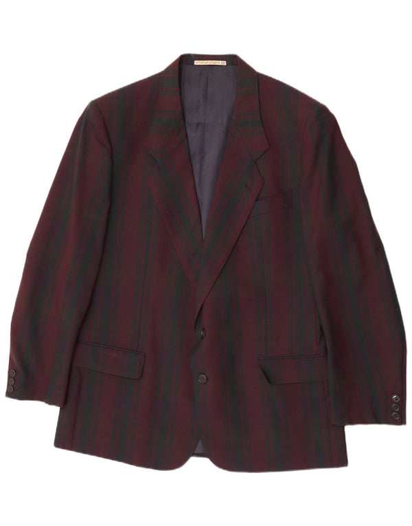 Emanuel Ungaro Jachetă Blazer pentru bărbați cu 2 nasturi UK 38 Medium Burgundy Check