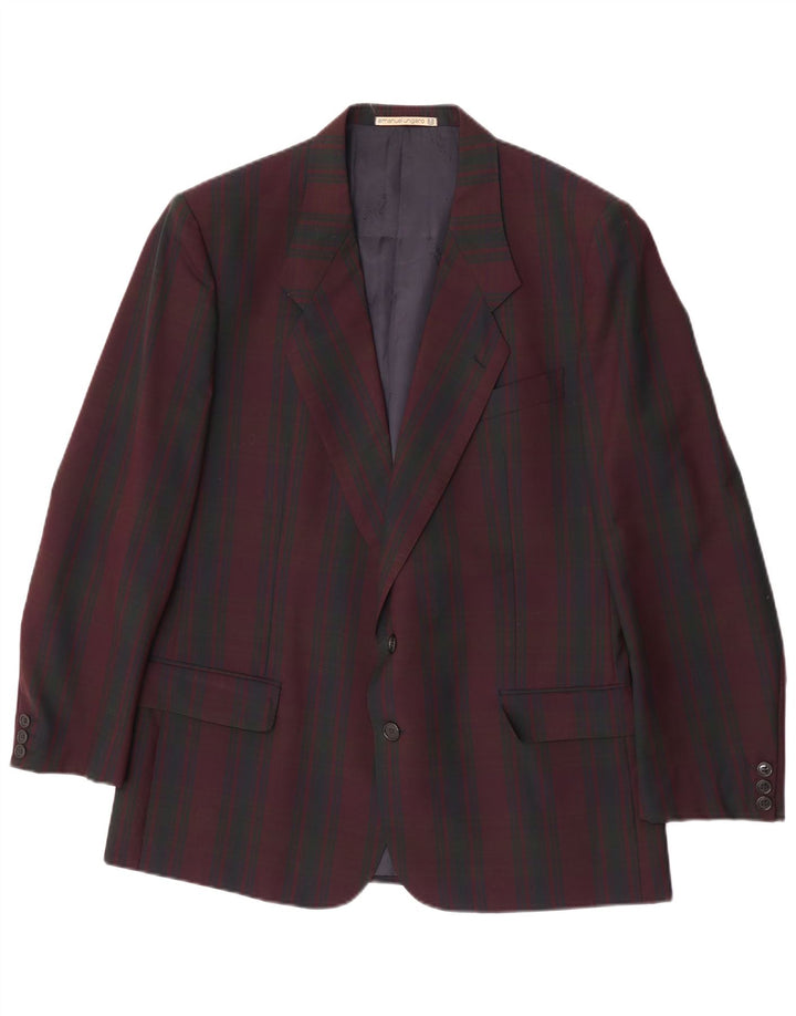 Emanuel Ungaro Jachetă Blazer pentru bărbați cu 2 nasturi UK 38 Medium Burgundy Check