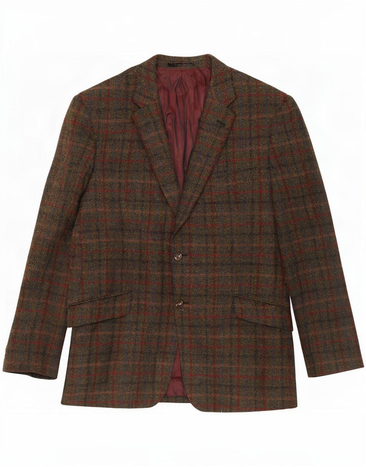 Jachetă vintage pentru bărbați, cu 2 nasturi, UK 48 4XL, viscoză cu carouri multicolore