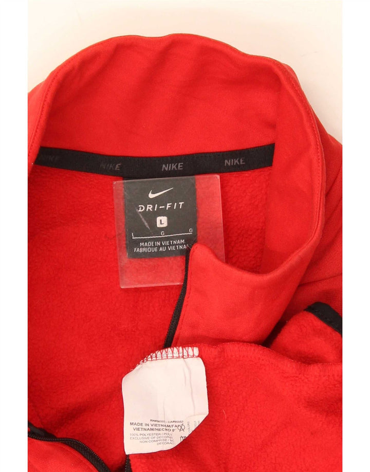 Hanorac pentru bărbați Nike Dri Fit, cu fermoar și gât, din poliester roșu mare