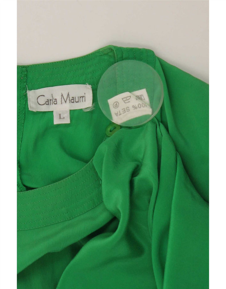 Bluză Vintage pentru femei UK 16 Mare Mătase verde
