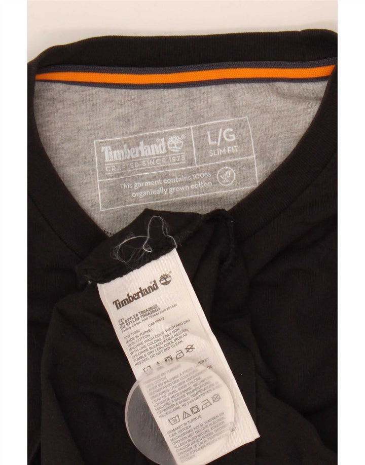 Timberland Slim Fit Top cu mânecă lungă, mare, negru, bumbac