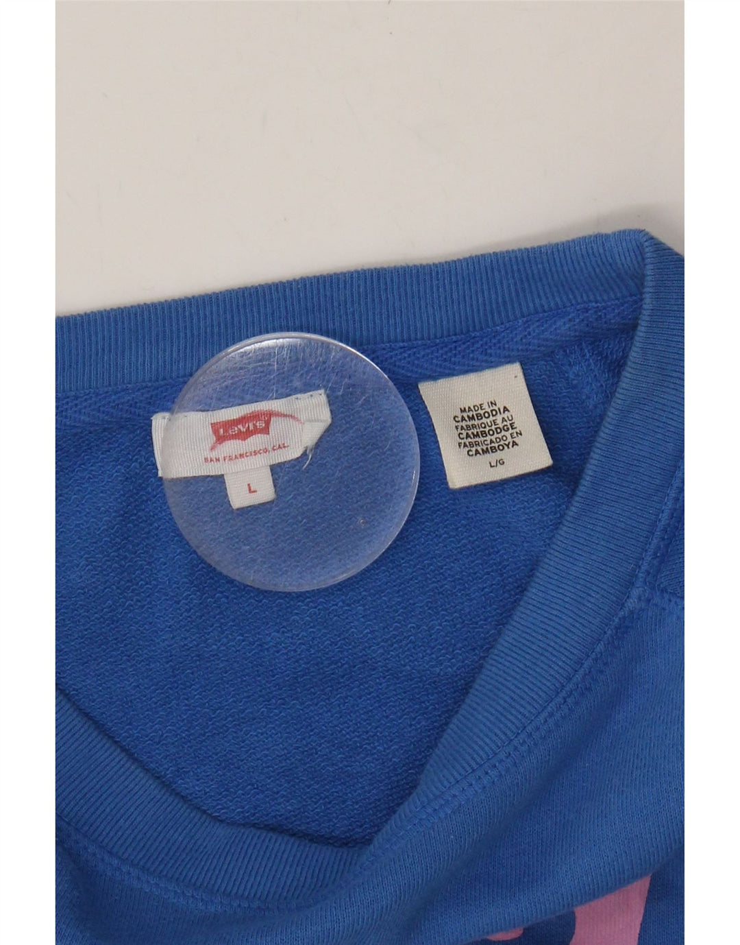 LEVI'S Womens Graphic Sweatshirt Jumper UK 16 Large Blue Vintage Levi's and Second-Hand Levi's from Messina Hembry 
