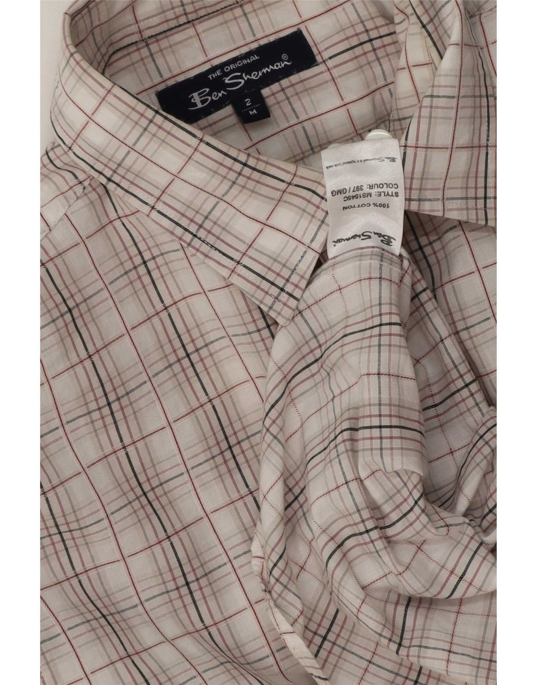 Cămașă pentru bărbați Ben Sherman, bumbac cu carouri alb mediu