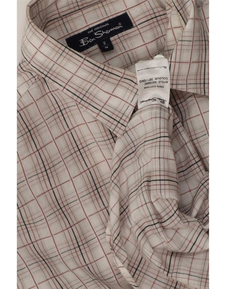 Cămașă pentru bărbați Ben Sherman, bumbac cu carouri alb mediu