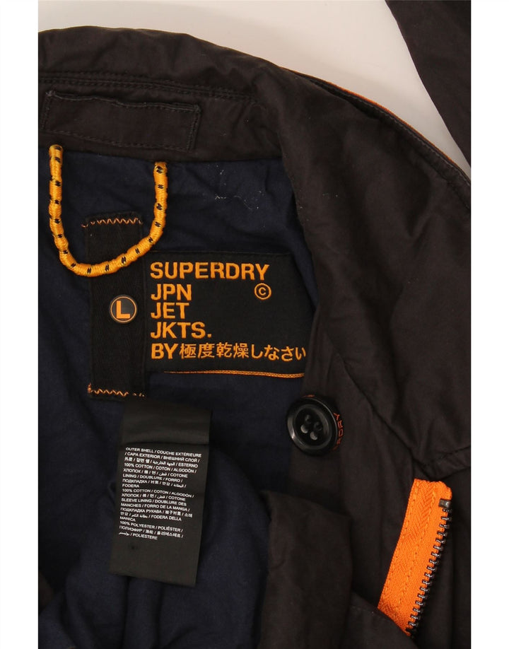 Palton Superdry pentru femei UK 16, mare, negru, bumbac