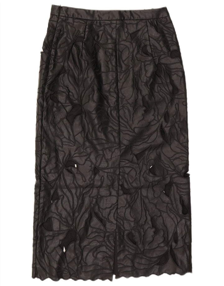 Fusta din piele pentru femei Zara Mic W26 Negru Floral