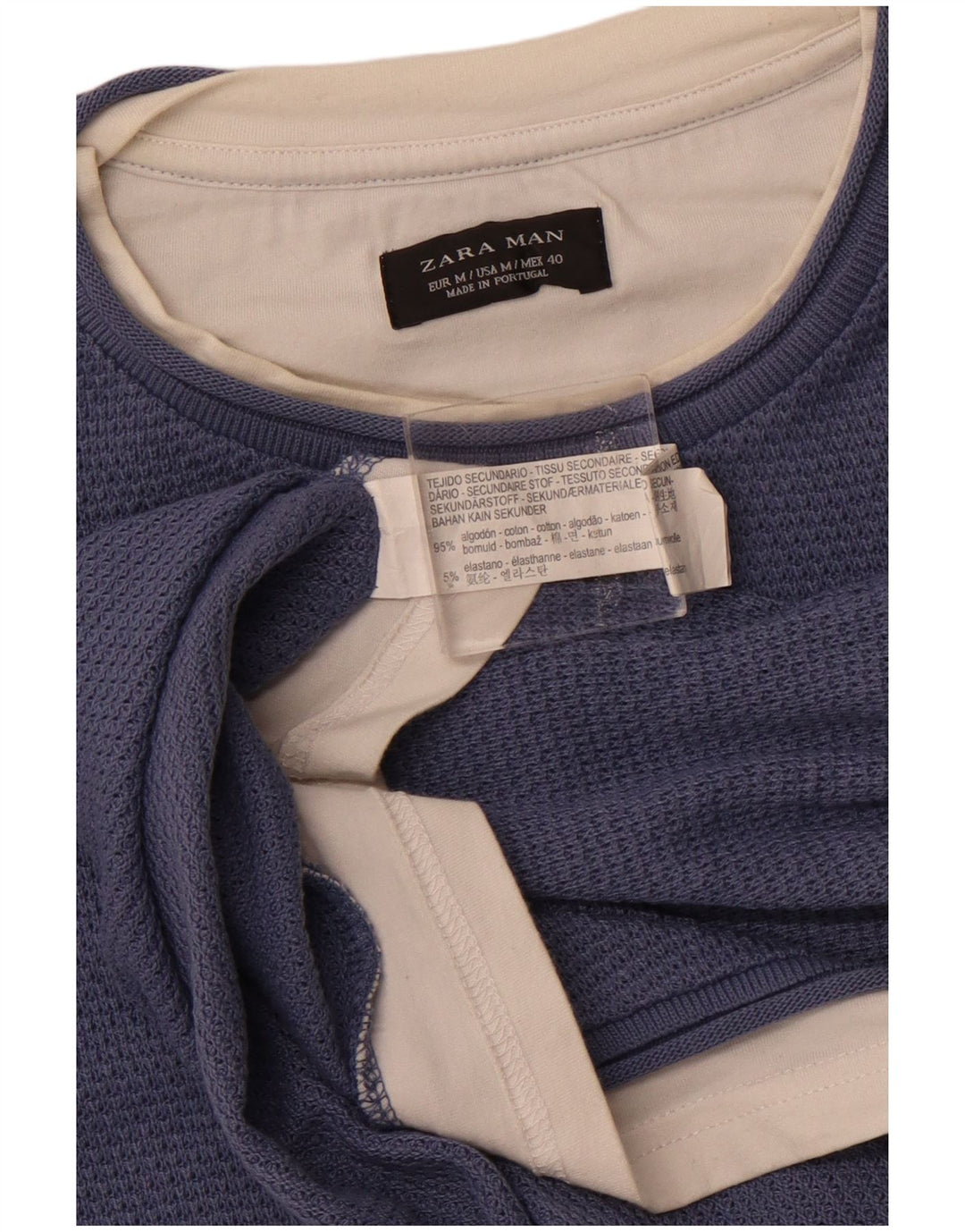 ZARA Bărbați Tricou Top Mediu Bleumarin Bumbac