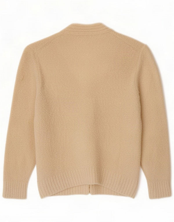 Vintage Pulover cardigan cu mâneci 3/4 pentru femei UK 14 Medium Beige
