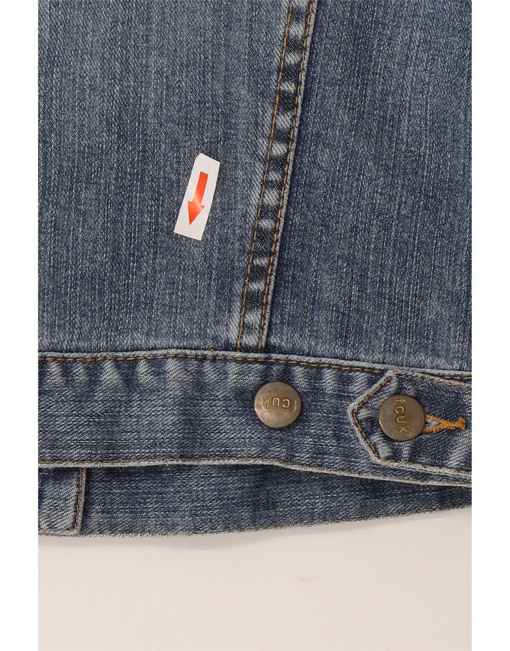 Jachetă de denim Fcuk pentru femei, cu ajustare normală, UK 10, bumbac albastru mic