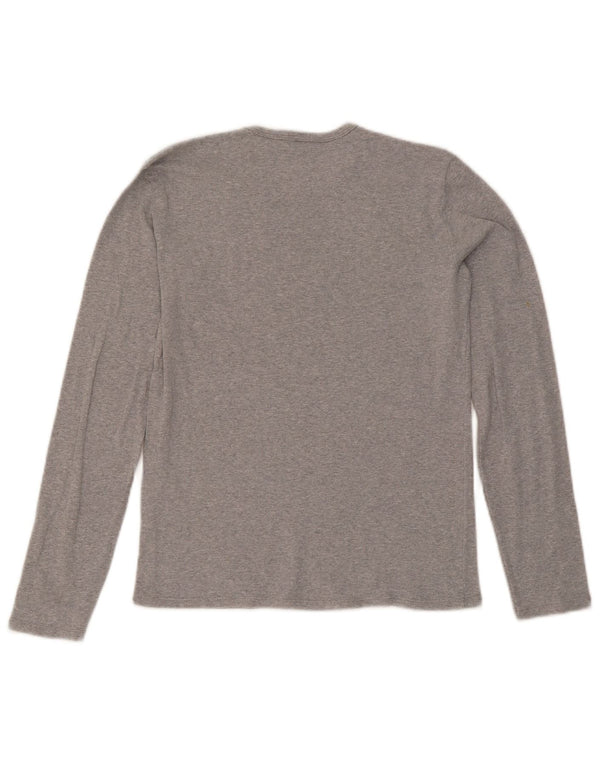 Top grafic Benetton pentru femei cu mânecă lungă UK 12 Medium Gri Pete
