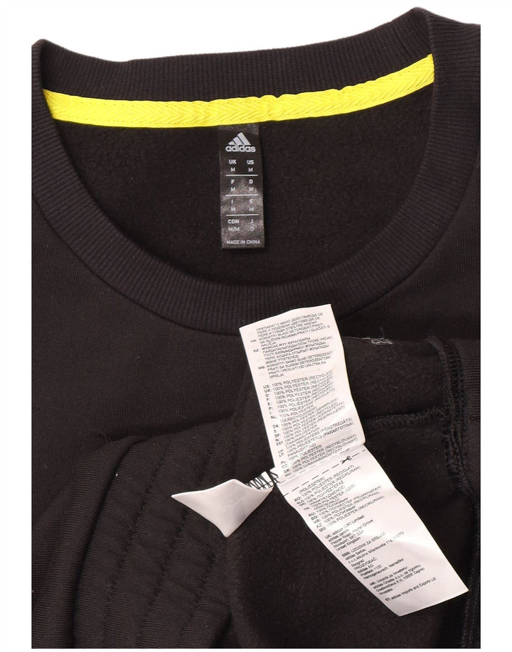 Hanorac grafic pentru bărbați Adidas Pulover mediu negru poliester bloc de culoare