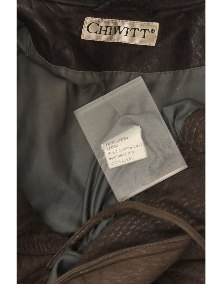 Jachetă de piele vintage pentru femei UK 20 2XL piele maro