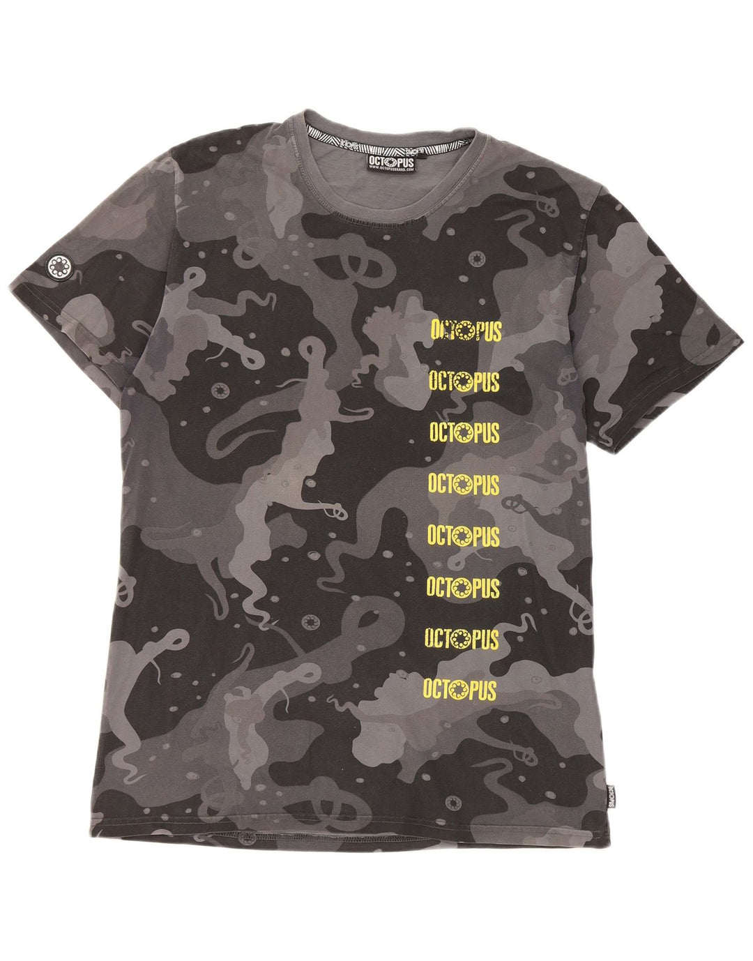 Tricou grafic pentru bărbați Octopus Top Medium Gri Camuflage Bumbac