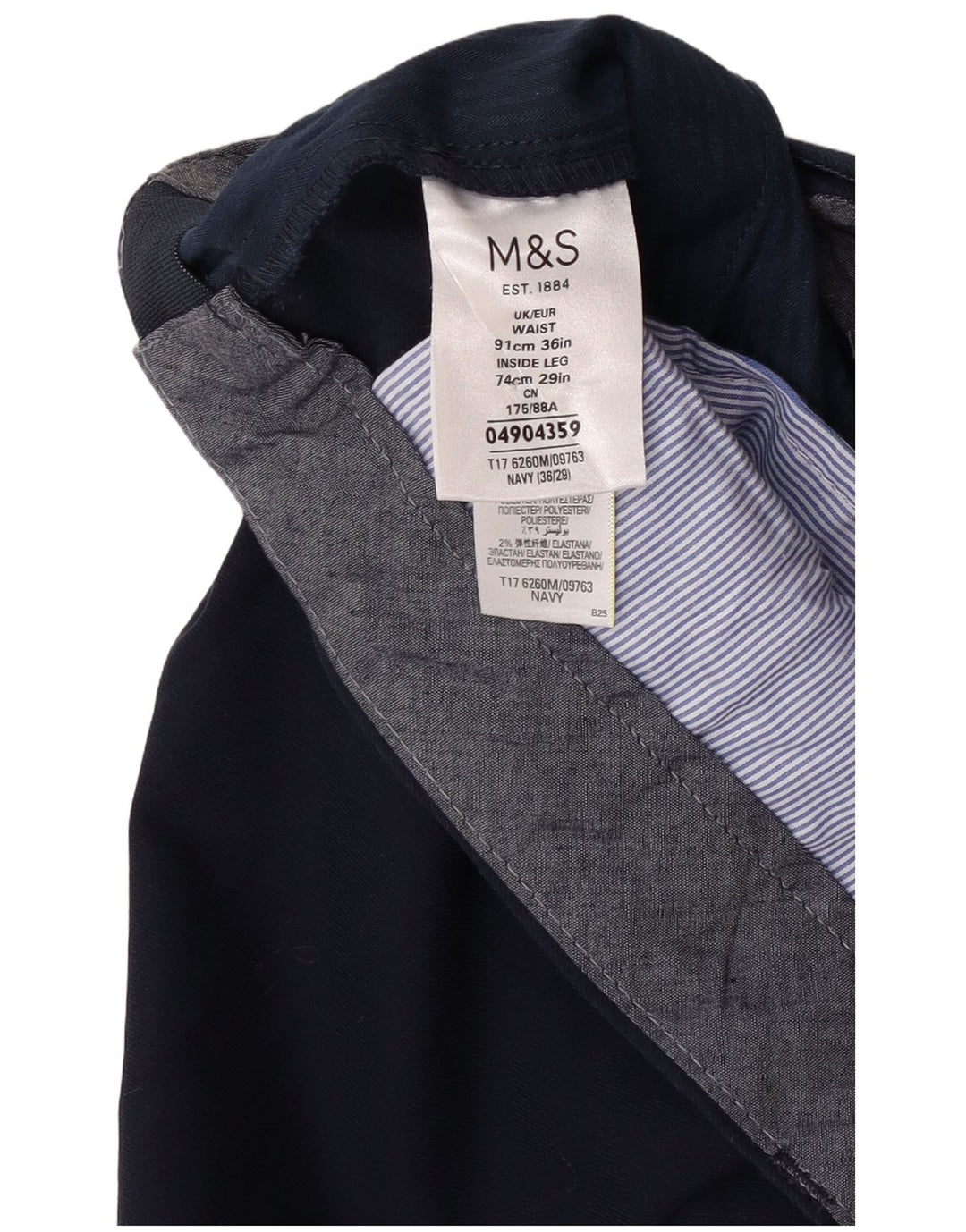 Marks & Spencer Pantaloni drepți pentru bărbați L36 L27 Poliester bleumarin