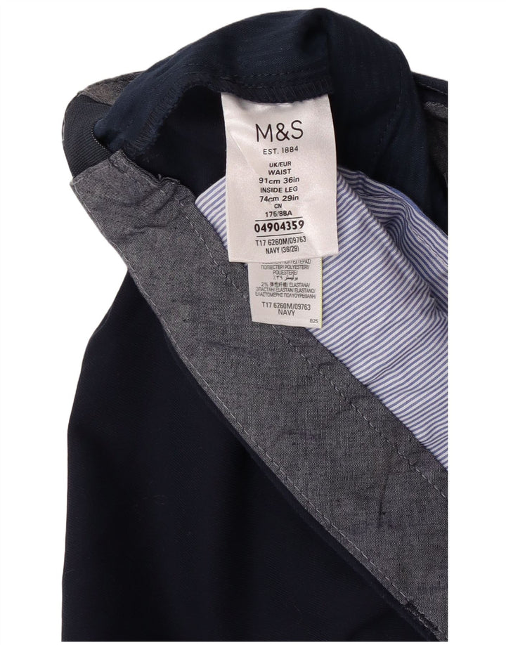 Marks & Spencer Pantaloni drepți pentru bărbați L36 L27 Poliester bleumarin