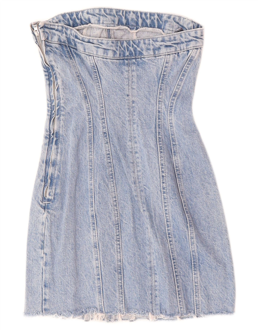 Rochie de denim fără bretele pentru femei Zara UK 8 mic, albastru, bumbac