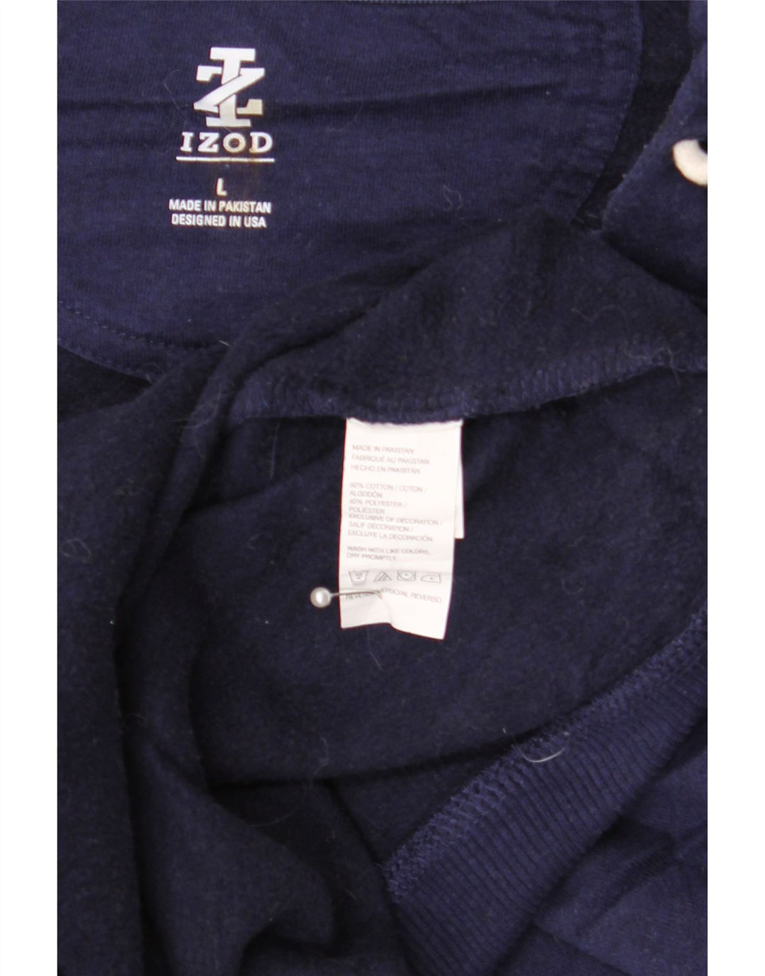 IZOD Pulover cu capota cu fermoar pentru bărbați, mare, albastru, bumbac