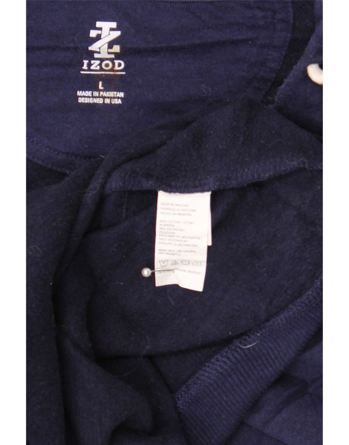 IZOD Pulover cu capota cu fermoar pentru bărbați, mare, albastru, bumbac