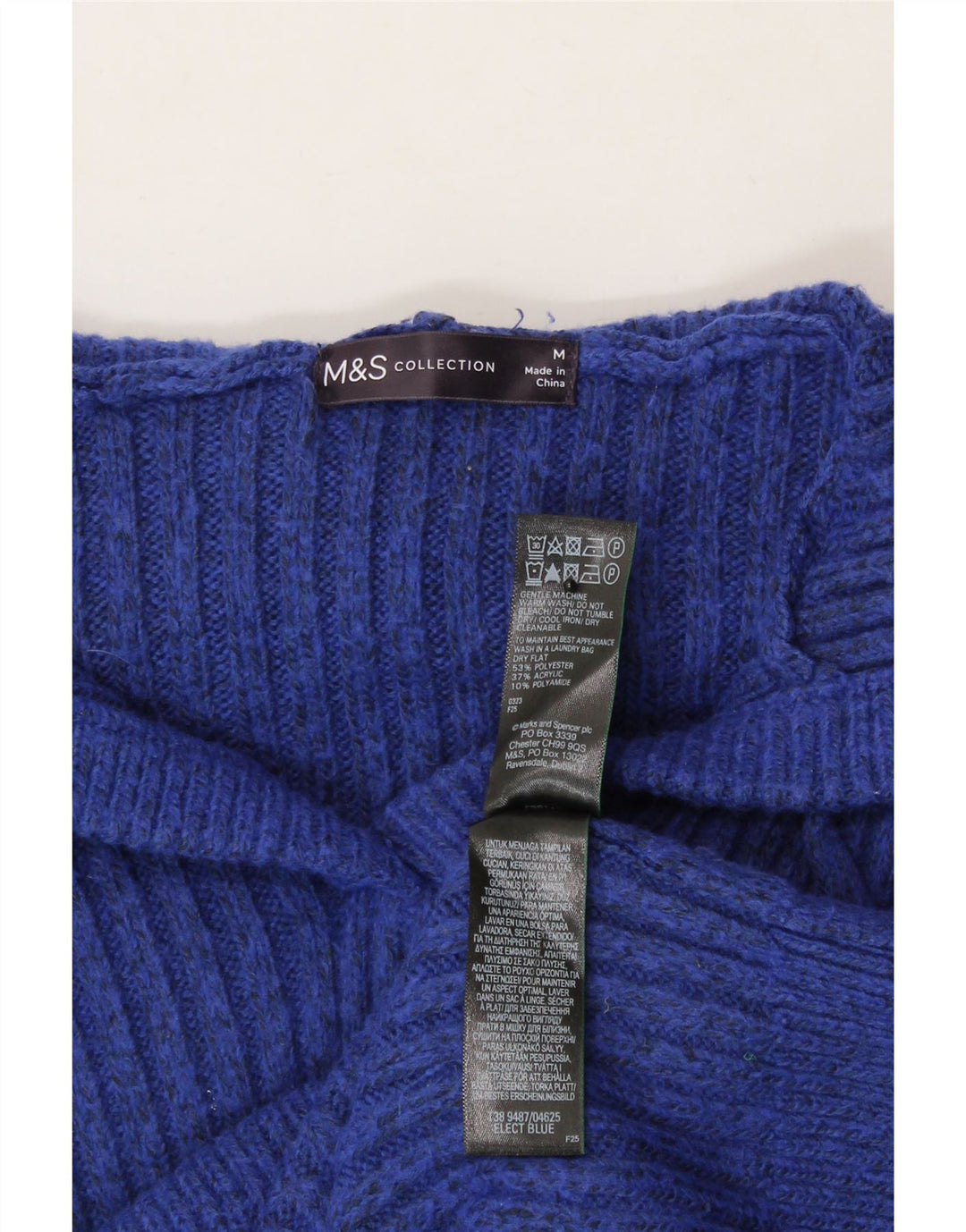 MARKS & SPENCER Womens Hooded Jumper Sweater UK 14 Medium Blue Polyester Vintage Marks & Spencer and Second-Hand Marks & Spencer from Messina Hembry 