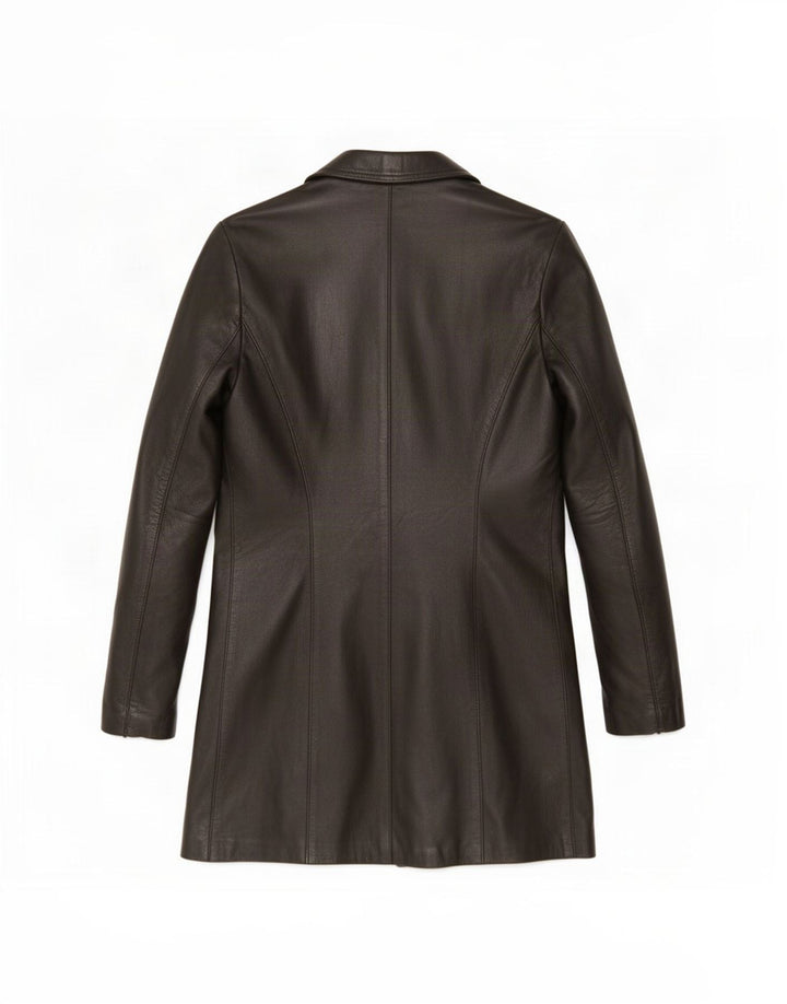 Palton din piele vintage pentru femei UK 10 mic negru