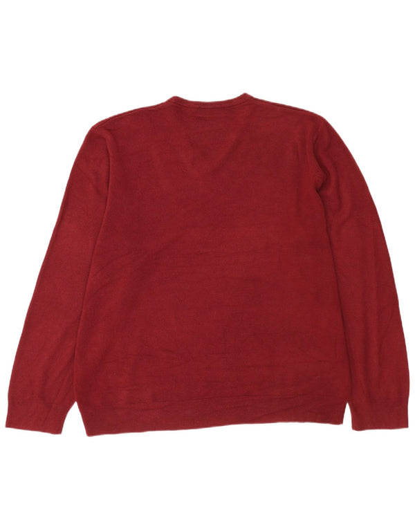 Marks & Spencer Pulover cu decolteu în V Blue Harbour pentru bărbați, 2XL, burgundă