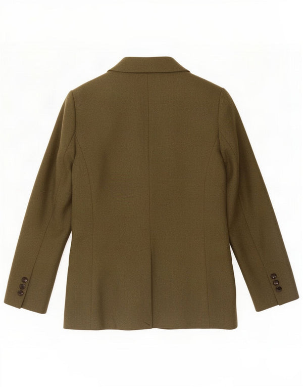 Stefanel Womens 2 Button Blazer Jacket IT 40 Small Khaki Wool