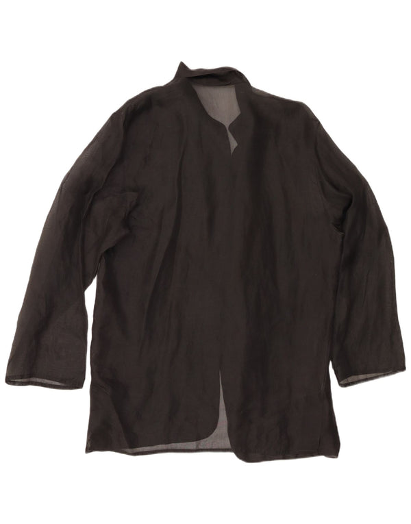 NAZARENO GABRIELLI Top cardigan transparent pentru femei UK 14 Medium Black Silk