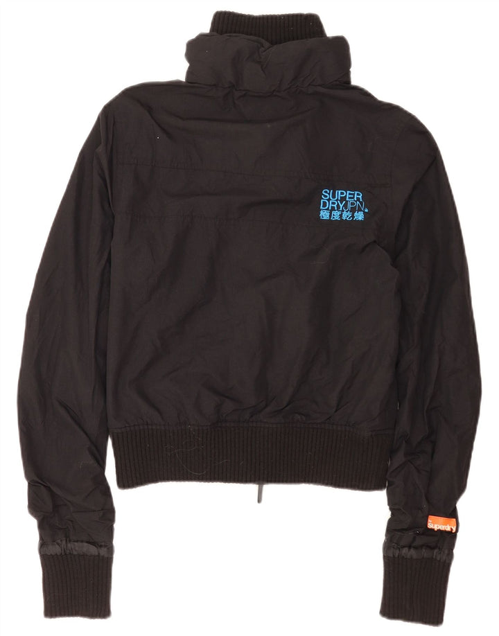 Jachetă Bomber cu grafică Superdry pentru femei UK 10 Small Black Nylon