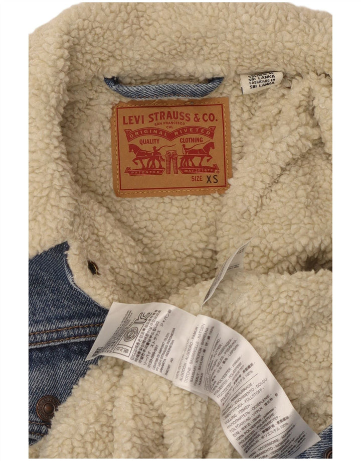 Jachetă de blugi Sherpa pentru femei Levi's UK 6 XS Bumbac albastru