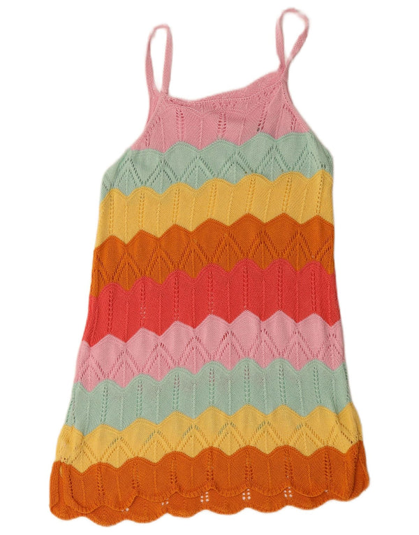Rochie de soare din croșetat vintage pentru femei UK 12 Medium, multicolore, cu dungi
