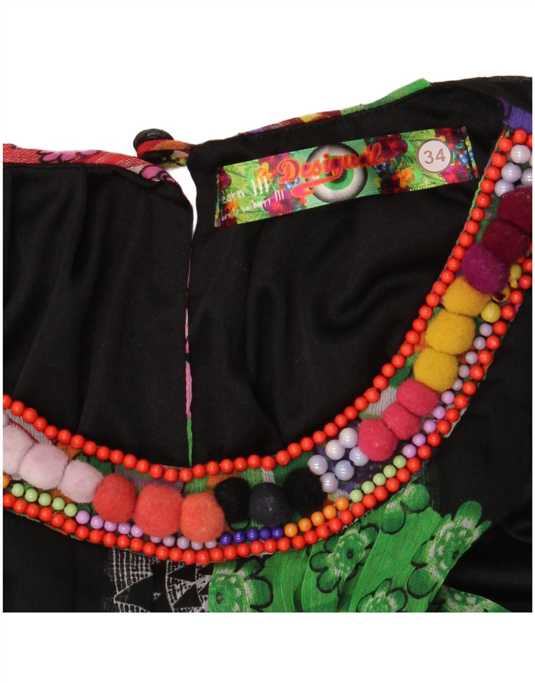 Desigual Womens Oversized Halter Dress EU 34 XS Black Floral