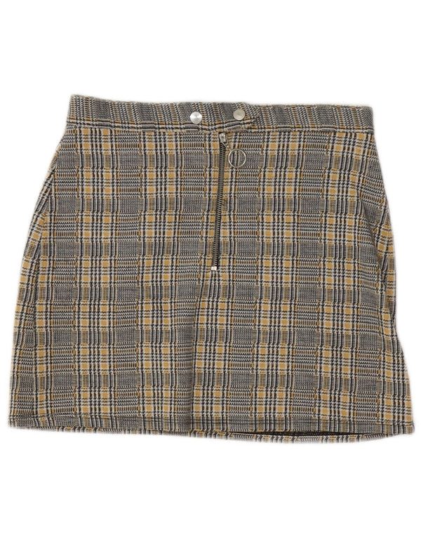 Fusta mini Topshop pentru femei UK 10 Small W28 Yellow Houndstooth Poliester