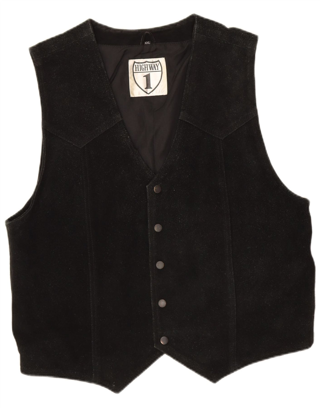 Highway 1 Gilet de piele intoarsa pentru barbati 2XL din piele neagra