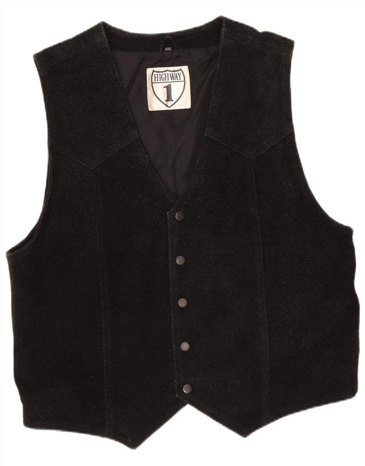 Highway 1 Gilet de piele intoarsa pentru barbati 2XL din piele neagra