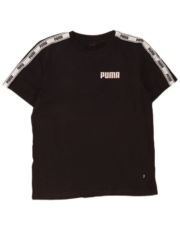 Tricou grafic Puma pentru bărbați Top mediu negru din bumbac color bloc