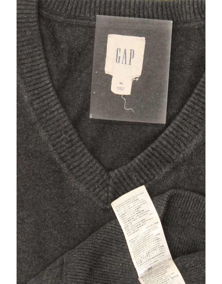 Pulover pentru bărbați Gap cu decolteu în V, XL, bumbac gri
