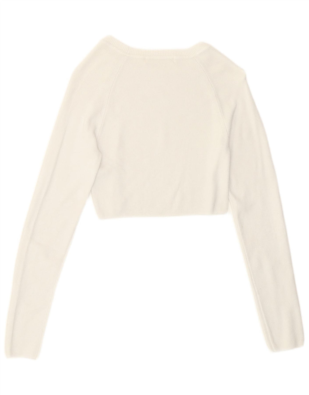 Pull & Bear Crop Top pentru femei cu mânecă lungă UK 8 Small White Viscose