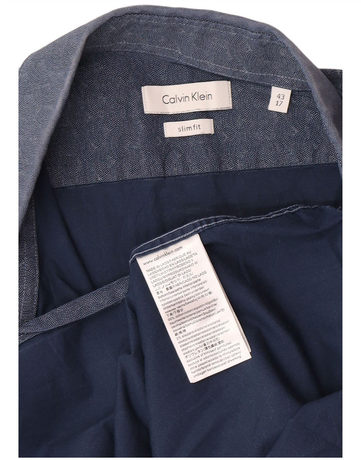 Cămașă slim fit Calvin Klein pentru bărbați cu model abstract Mărimea 43 17 XL bleumarin