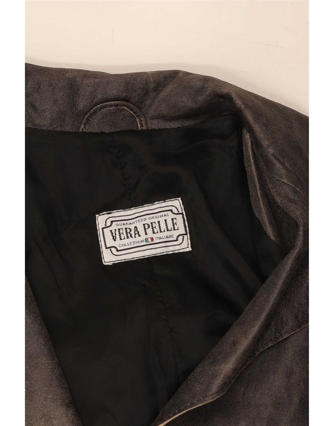 Palton din piele vintage pentru femei IT 42 Medium Black