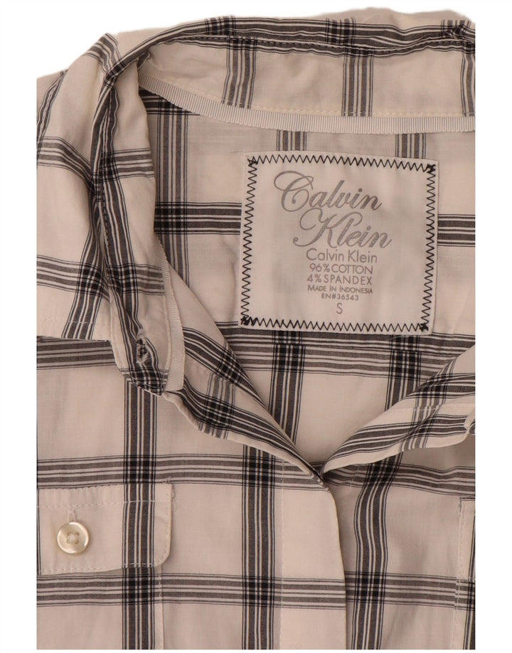 Cămașă Calvin Klein pentru femei UK 10 Small White Check Bumbac