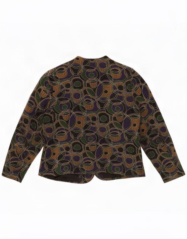 Vintage Womens Abstract Pattern Blazer Jacket UK 16 Large Multicolor