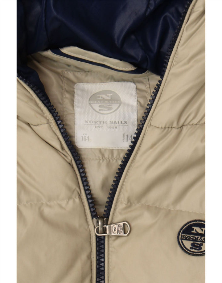 NORTH SAILS Boys Hooded Padded Gilet 13-14 Years Beige Polyamide Vintage North Sails and Second-Hand North Sails from Messina Hembry 